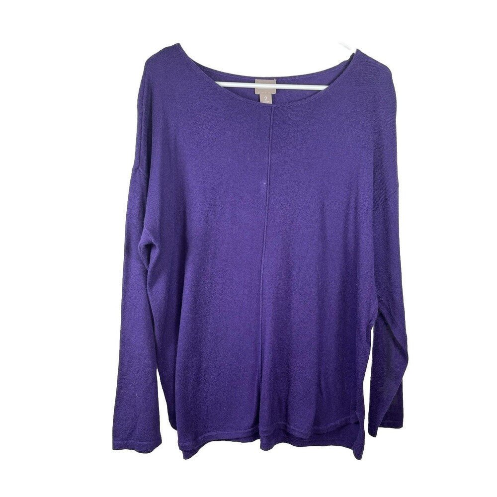 Chicos Sweater 2 Plum Purple Light Knit Top Large